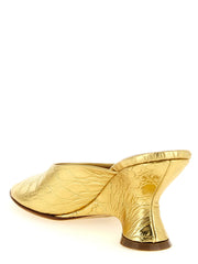 Dries Van Noten Gold Calfskin Wedge Sandals - EU37/US7