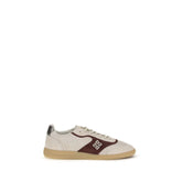 Dsquared² beige calf leather Bos Taurus low top sneakers featuring a minimalist profile and tonal lace-up closure.