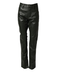 Dsquared² Black Full Grain Leather Mid Waist Trouser Pants - IT48 | M