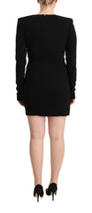 Dsquared² Black Long Sleeves Deep V-neck Mini Sheath Dress - IT40|S - Dresses