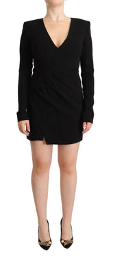 Dsquared² Black Long Sleeves Deep V-neck Mini Sheath Dress - IT40|S - Dresses