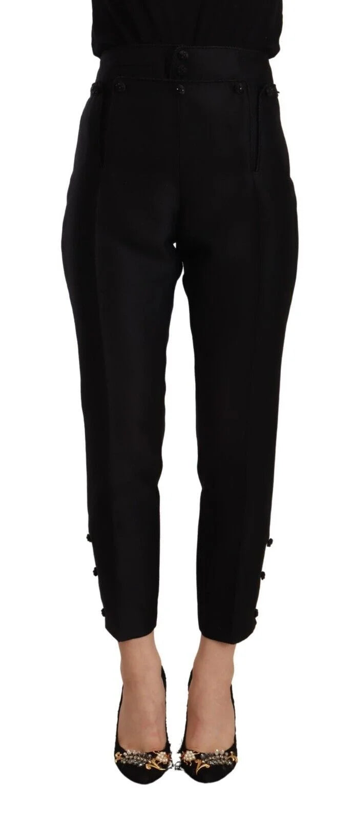Dsquared² Black Wool High Waist Skinny Women Pants - IT40|S - Trousers