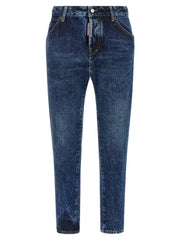 Dsquared² Spodnie jeansowe z bawełny, niebieskie, proste nogawki