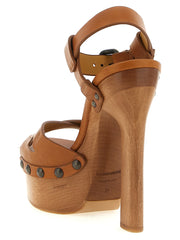 Dsquared² Brown Calfskin Stiletto Heel Sandals