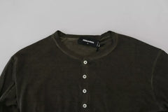 Dsquared² Gray Cotton Linen Long Sleeves Pullover Sweater - IT46 | S - Sweaters