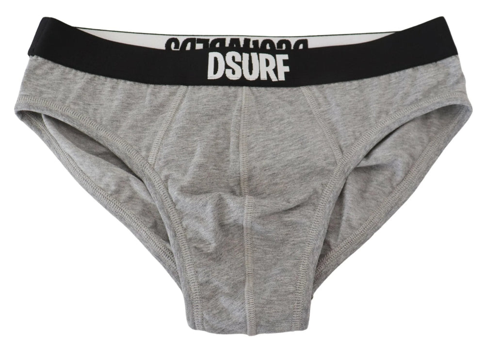 Dsquared² Gray DSURF Logo Cotton Stretch Men Brief Underwear - IT5 | M - Briefs