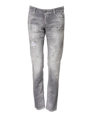 Dsquared² Gray Washed Mid Waist Tapered Denim Jeans - IT38 | XS - Jeans