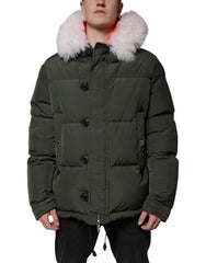 Dsquared² Green Hooded Long Sleeves Fur Shearling Jacket - IT56 | XXL - Parkas