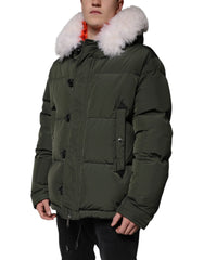 Dsquared² Green Hooded Long Sleeves Fur Shearling Jacket - IT56 | XXL - Parkas
