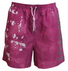 Dsquared² Pink Tie Dye Logo Men Beachwear Shorts Swimwear - IT48 | M - Boardshorts