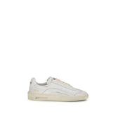 Dsquared² white calf leather Bos Taurus low top sneakers featuring a clean minimalist profile and tonal lacing.