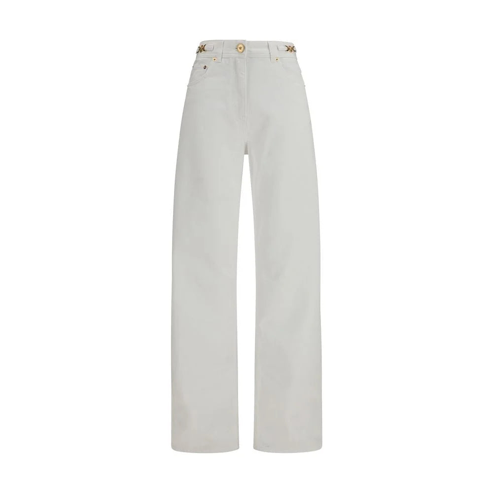 Versace White Cotton Straight-Leg Jeans