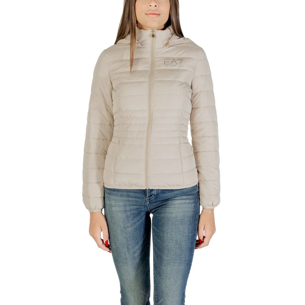 EA7 Emporio Armani Beige Polyester Coat - Puffer Jackets