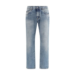 Dolce & Gabbana Blue Cotton Straight-Leg Jeans