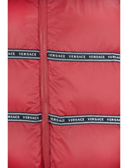 Elegant Red Versace Logo Vest with Detachable Hood - Vests