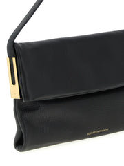 Rear view of the Elisabetta Franchi black shoulder bag highlighting the smooth calfskin finish and tonal stitching.
