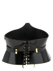 Elisabetta Franchi Black Leather High-Waist Belt - 42