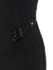 Elisabetta Franchi Black Polyamide Midi Dress