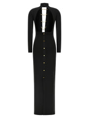 Elisabetta Franchi Black Viscose Long Dress - IT38