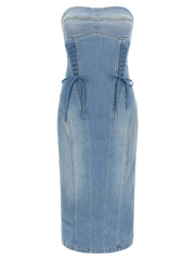 Elisabetta Franchi Blue Cotton Midi Dress