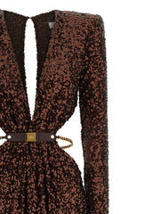Elisabetta Franchi Brown Polyester Long Dress - IT40