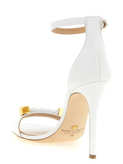 Elisabetta Franchi White Leather Stiletto Heel Sandals