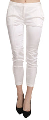 Elisabetta Franchi White Low Waist Cropped Skinny Trouser Pants - IT40|S