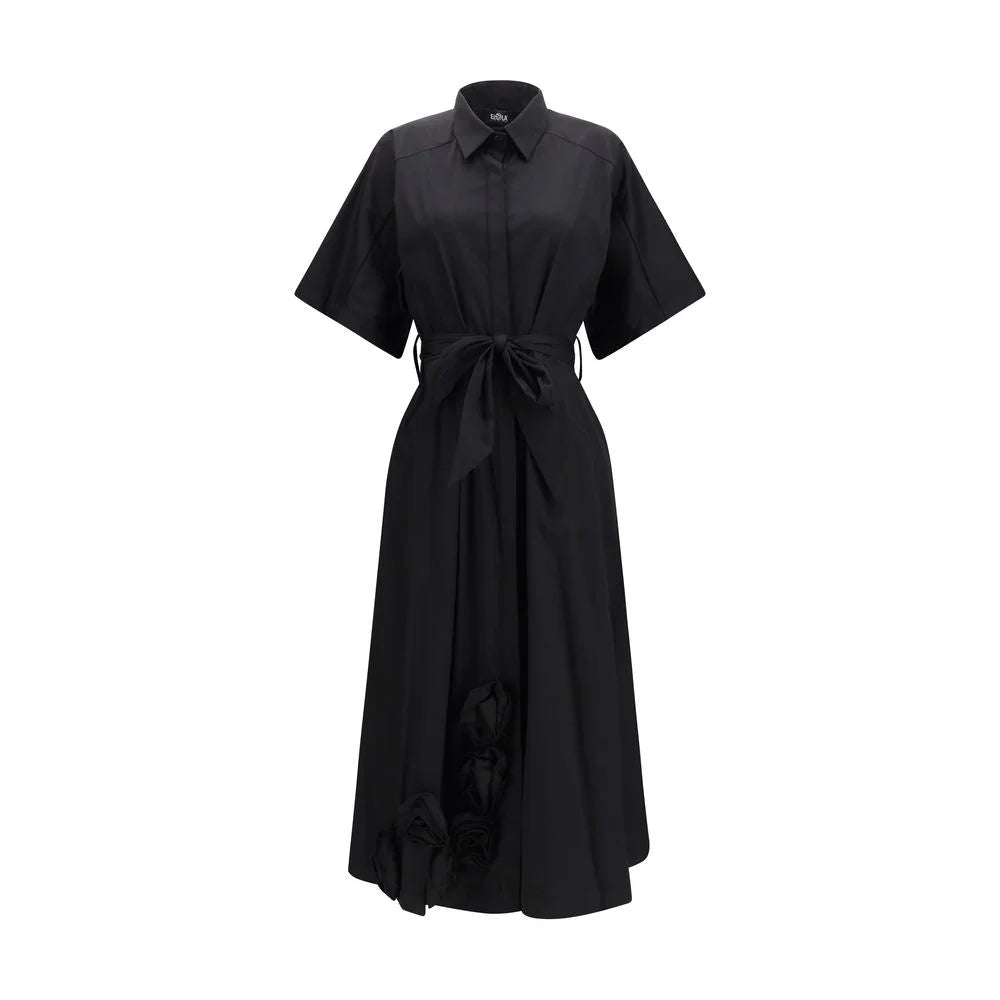 Ella Black Cotton Casual Dress