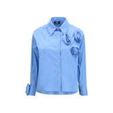Ella Blue Cotton Pattern Shirt