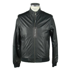 Emilio Romanelli Black Leather Men’s Jacket - IT46 | S - Coats & Jackets