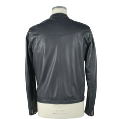 Emilio Romanelli Blue Leather Men’s Jacket - IT58 | 3XL - Bomber Jackets