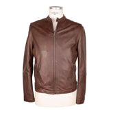 Emilio Romanelli Brown Leather Men Jacket - IT46 | S - Bomber Jackets