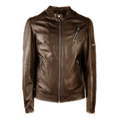 Emilio Romanelli Brown Leather Men Jacket - IT50 | L - Bomber Jackets