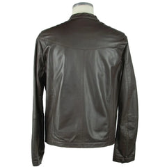 Emilio Romanelli Brown Leather Men’s Jacket - IT56 | 3XL - Coats & Jackets