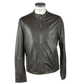 Emilio Romanelli Brown Leather Men’s Jacket - IT56 | 3XL - Coats & Jackets