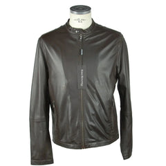 Emilio Romanelli Brown Leather Men’s Jacket - IT56 | 3XL - Coats & Jackets