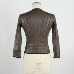 Emilio Romanelli Brown Leather Women Jacket - IT40|S
