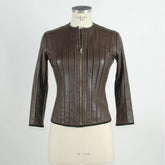 Emilio Romanelli Brown Leather Women Jacket - IT40|S