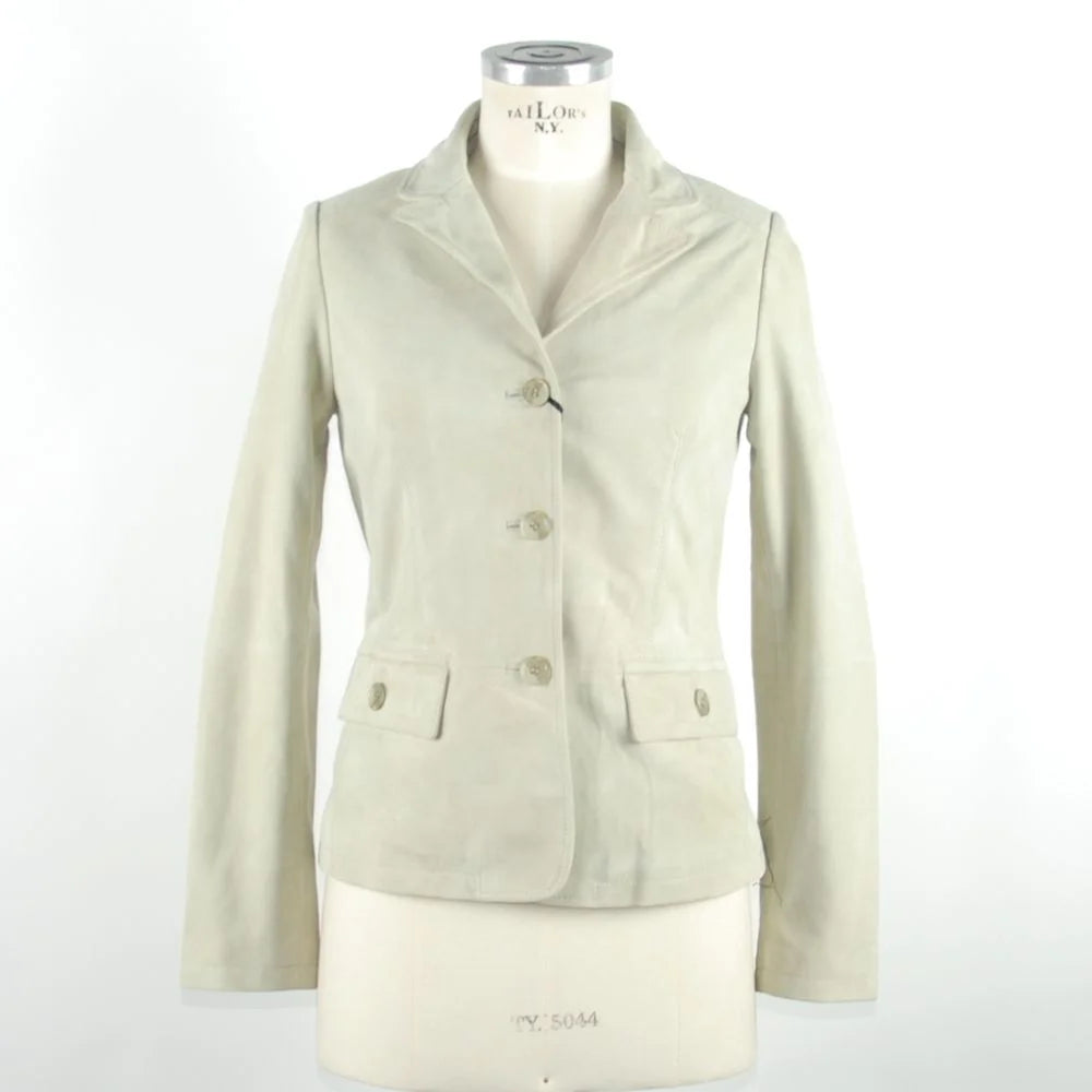 Emilio Romanelli White Leather Women Jacket - Coats & Jackets