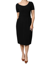 Emporio Armani Black Viscose Short Sleeves Sheath Midi Dress - IT42|M - Dresses