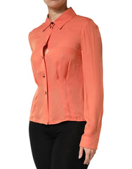 Emporio Armani Orange Collared Button Down Long Sleeves Top - IT42|M