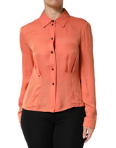 Emporio Armani Orange Collared Button Down Long Sleeves Top - IT42|M