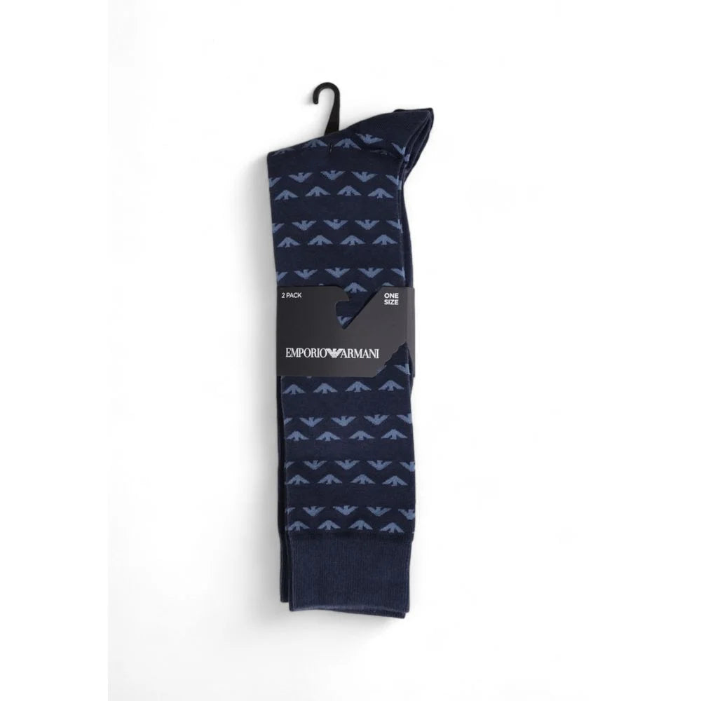 Emporio Armani Underwear Blue Cotton Sock - One Size - Crew Socks