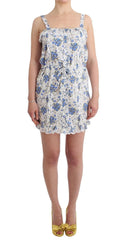 Ermanno Scervino Beachwear Blue Floral Beach Mini Dress Short - IT46 - Dresses