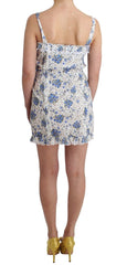 Ermanno Scervino Beachwear Blue Floral Beach Mini Dress Short - IT46 - Dresses