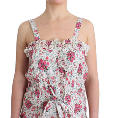 Ermanno Scervino Beachwear Pink Floral Beach Mini Dress Short - Dresses