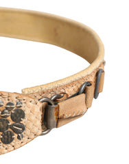 Ermanno Scervino Beige Canvas Embellished Metal Buckle Belt - 85 cm / 34 Inches
