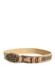 Ermanno Scervino Beige Canvas Embellished Metal Buckle Belt - 85 cm / 34 Inches