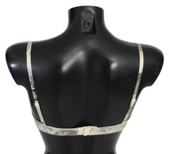 Ermanno Scervino Beige Gray Lace Balconcino Bra Underwear - IT2 | S - Bras