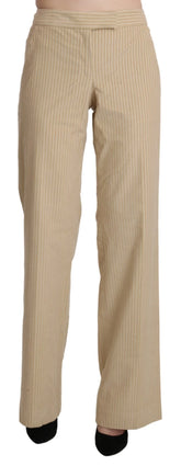 Ermanno Scervino Beige High Waist Flared Wide Leg Trouser Pants - Trousers